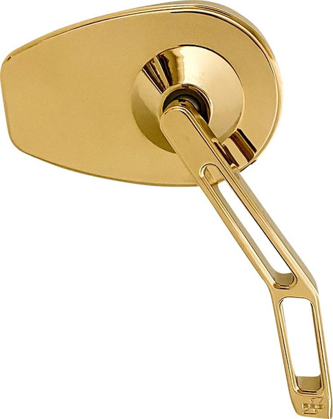  PRO-ONE PERF.MFG. Mirror - Micro w/V2 Cut-Out Stem - Oval - Gold - Right 102110TIN 