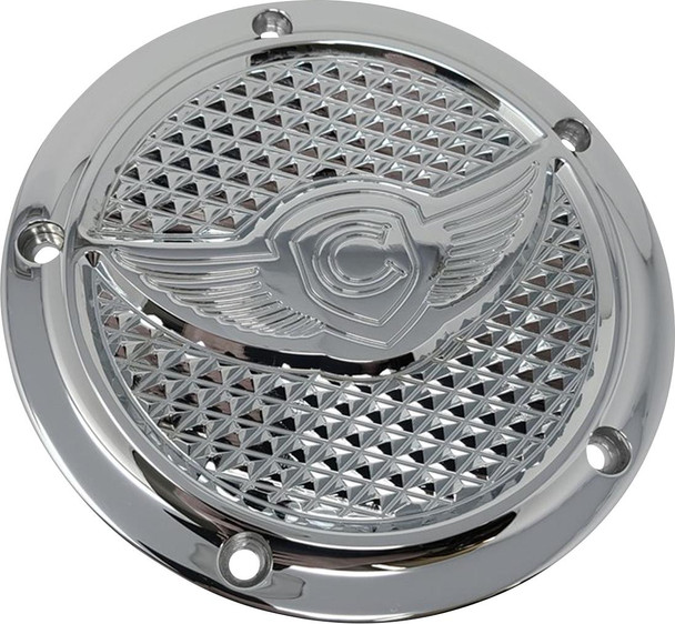  COVINGTONS Derby Cover - Diamondback - 5-Hole - Chrome - Twin Cam C3074-C 