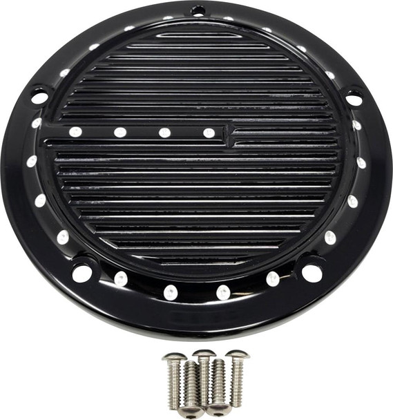  COVINGTONS Derby Cover - Dimpled - 5-Hole - Black - Softail C1973-B 