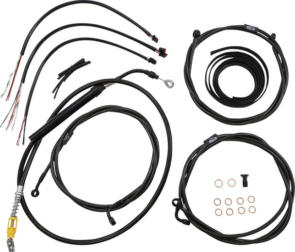  LA CHOPPERS Handlebar Cable/Brake Line Kit - Complete - 15" - 17" Handlebars - Midnight LA-8058KT2-16M 