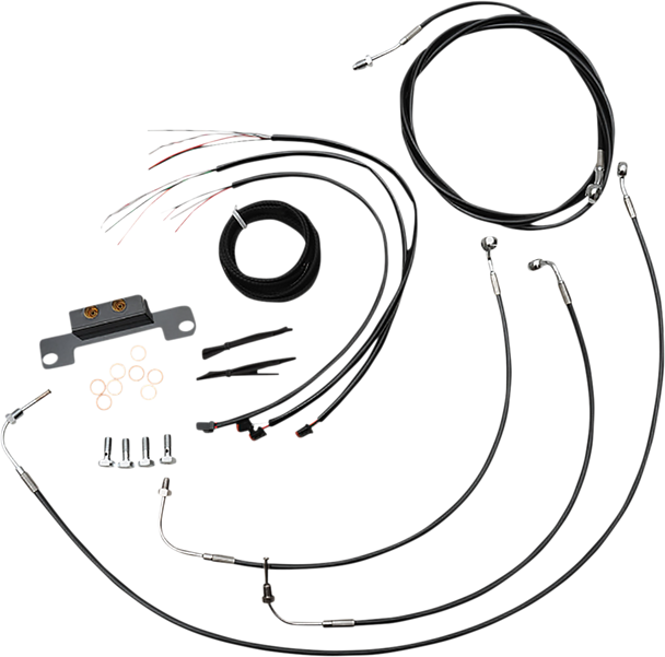 LA CHOPPERS Handlebar Cable/Brake Line Kit - Complete - Stock Handlebars - Black Vinyl LA-8058KT2-08B