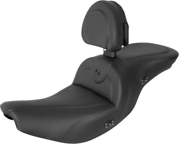  SADDLEMEN RoadSofa* Seat - With Backrest - Black W/Black Stitching - Heated - Indian '14-'23 I14-07-187BRHCT 