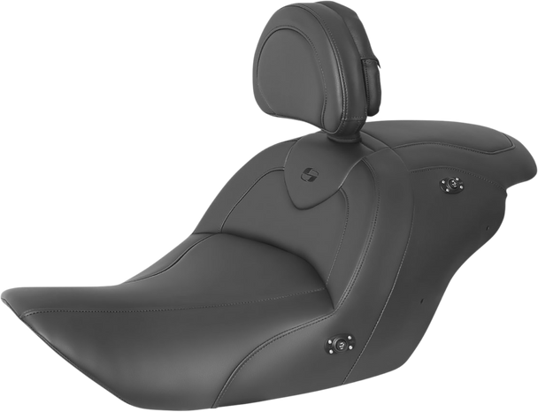 SADDLEMEN RoadSofa* Seat - with Backrest - Black w/ Black Stitching - Heated - GL1800 '14-'17 H23-20-187BRHCT