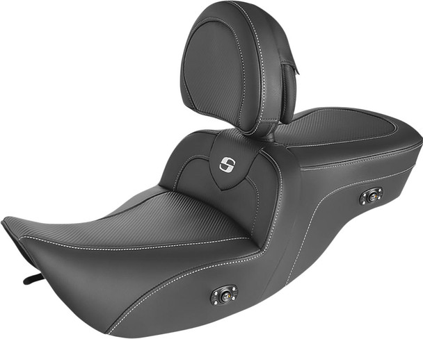  SADDLEMEN Heated Roadsofa* Seat - Carbon Fiber - w/ Backrest 897-06-185BRHC 