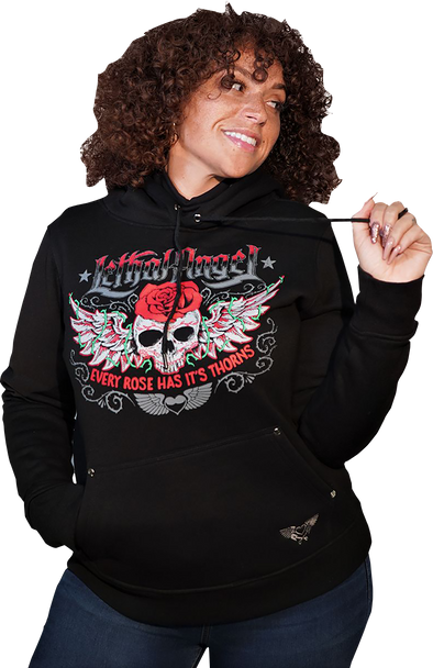 LETHAL THREAT Women's Skulls and Thorns Pullover Hoodie - Black - Medium HD84071M