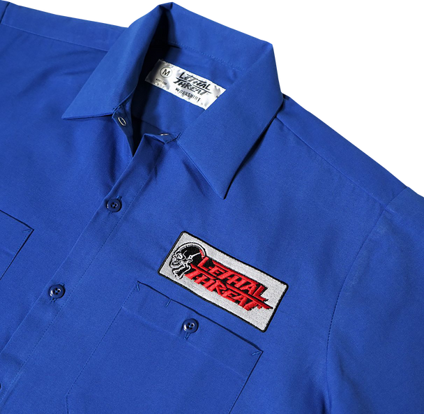 LETHAL THREAT Old Skool Eyeball Shop Shirt - Blue - 3XL DG60143XXXL