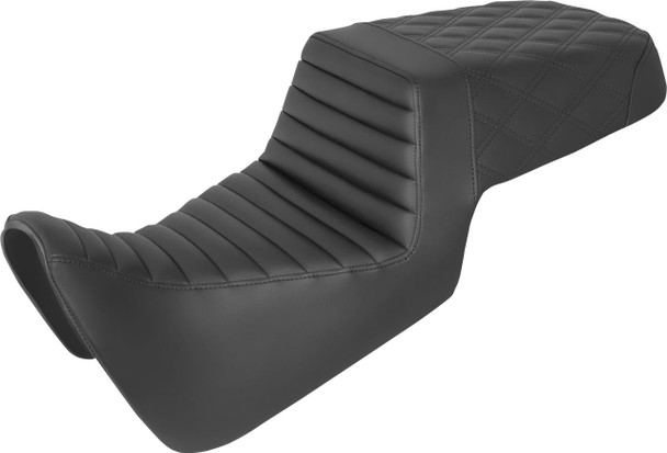  SADDLEMEN Step-Up Seat - Front Tuck-n-Roll/Rear Lattice Stitch - Black - Pan America '21-'23 821-34-176 