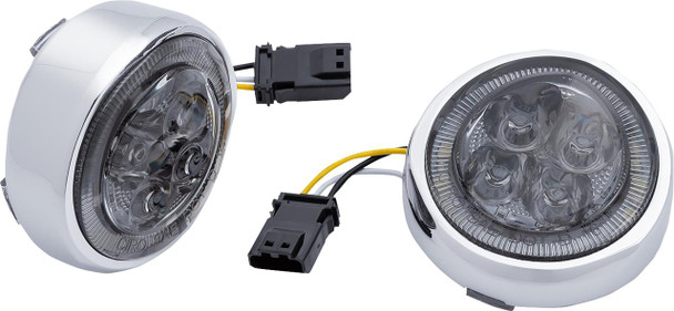  CIRO Turn Signal Insert - Front - Chrome/Smoke 45603 