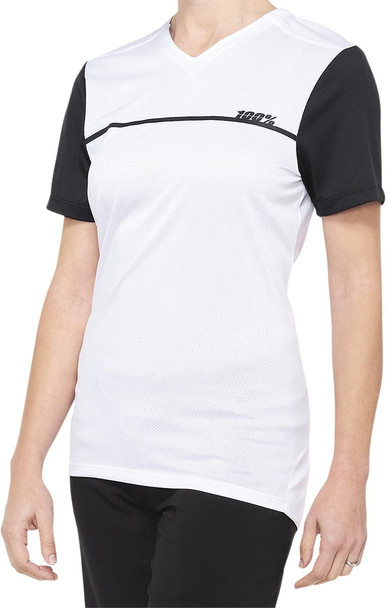  100% Women's Ridecamp Jersey - Short-Sleeve - White/Black - Medium 40035-00009 