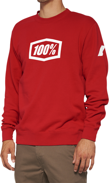 100% Icon Long-Sleeve Fleece Sweatshirt - Red - Small 20026-00010