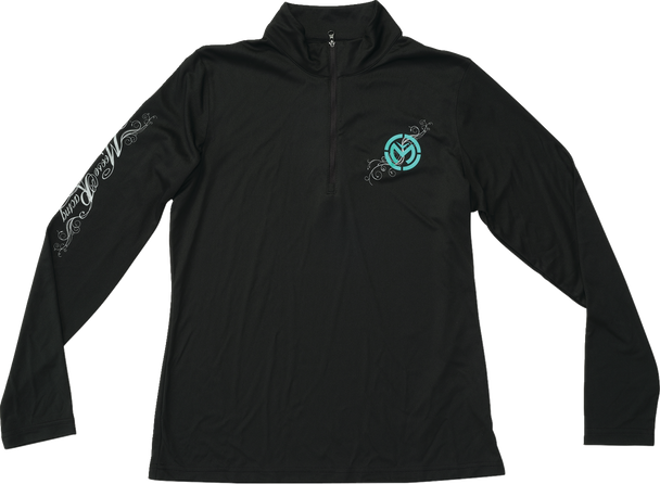 MOOSE OFFROAD Women's Flourish Script Quarter Zip Pullover - Black - Large 3051-1233