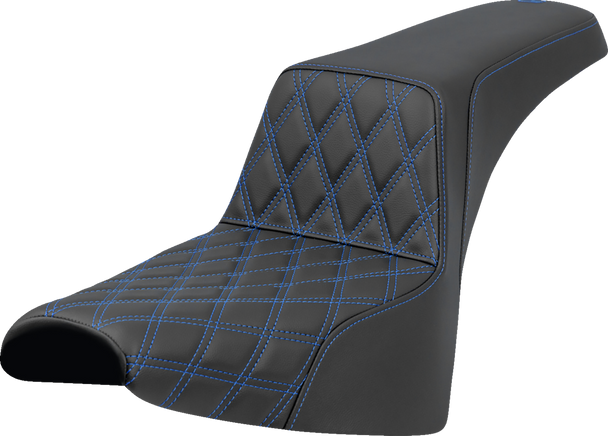 SADDLEMEN Step-Up Seat - Front Lattice Stitch - Blue Stitch - FL/FX '18-'23 818-30-17201
