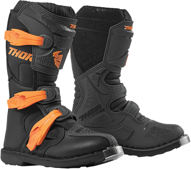 THOR Youth Blitz XP Boots - Charcoal/Orange - Size 4 3411-0513