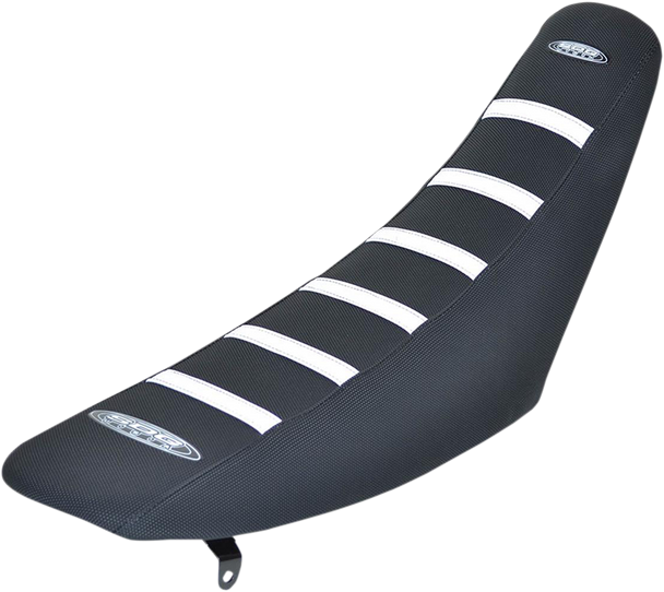 SDG 6-Ribbed Seat Cover - White Ribs/Black Top/Black Sides 95937WK