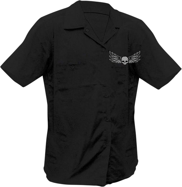 LETHAL THREAT Ride Low Skull Printed Shop Shirt - Black - XL HW50217XL