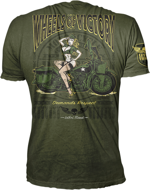 LETHAL THREAT Wheels of Victory T-Shirt - Green - 4XL VV40168-4XL