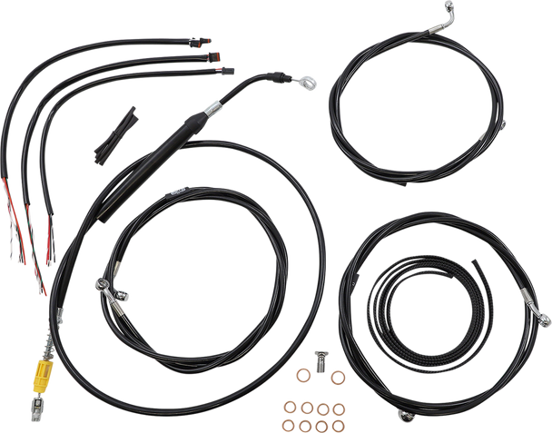 LA CHOPPERS Handlebar Cable/Brake Line Kit - Complete - 18" - 20" Handlebars - Black Vinyl LA-8056KT2-19B