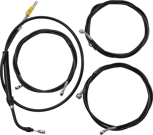 LA CHOPPERS Handlebar Cable/Brake Line Kit - Complete - 12" - 14" Handlebars - Black Vinyl LA-8056KT2-13B