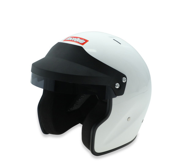 Racequip Open Face Helmet Large White Snell SA2025 Head and Neck Support Ready 257115RQP