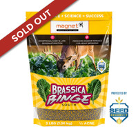 Brassica Binge Southern Blend seed bag by Magnet Outdoors, designed for late-season deer attraction with climate-specific forage for warmer regions.