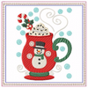 Mug Rug Sweet Snowman Hot Drink #01 In The Hoop Machine Embroidery Design