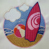 Surfboard Beach Embroidery Design Stitched