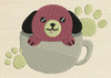 Cute Puppy In The Cup Mug Rug In The Hoop Machine Embroidery Design