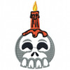 Halloween Skull Candle- Halloween #06 Stitched and Applique Machine Embroidery Design