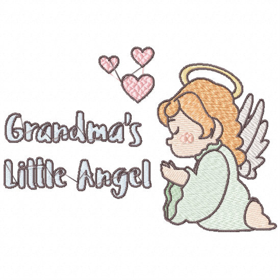 Grandma's Little Angel Praying - Little Angels Typography #09 Machine Embroidery Design