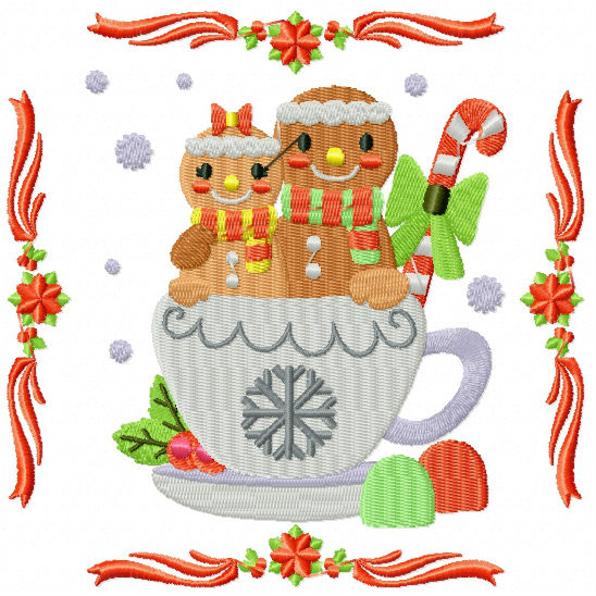 Ginger Bread Couple - Ginger Breads #03 Machine Embroidery Design