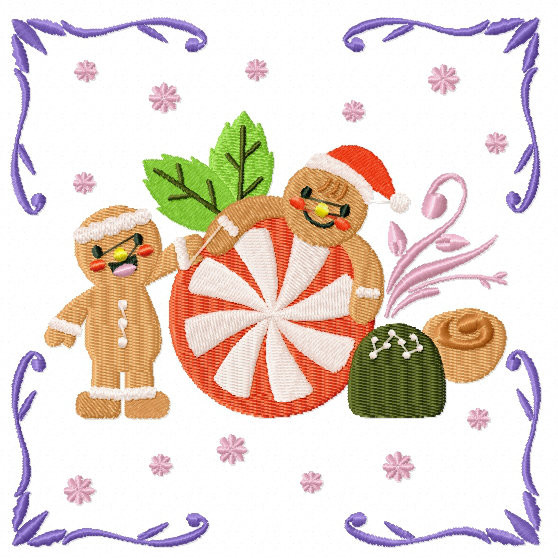 Playful Ginger Breads - Ginger Breads #04 Machine Embroidery Design