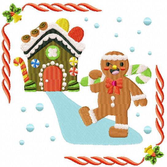 Ginger Man with His Ginger House - Ginger Breads #05 Machine Embroidery Design