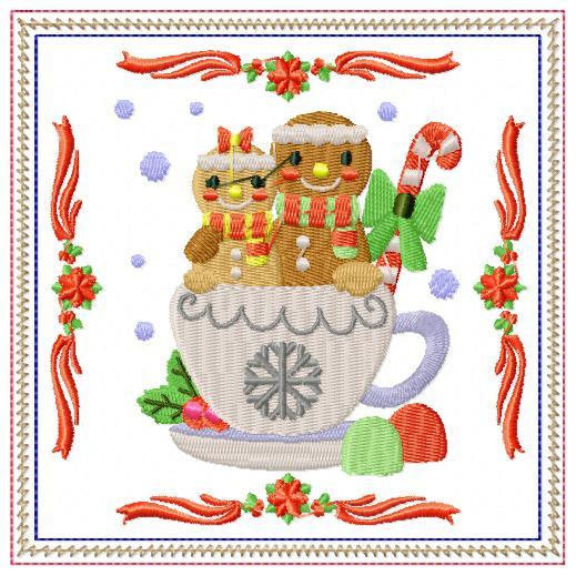 Ginger Bread Mug Rug #03 In The Hoop Machine Embroidery Design