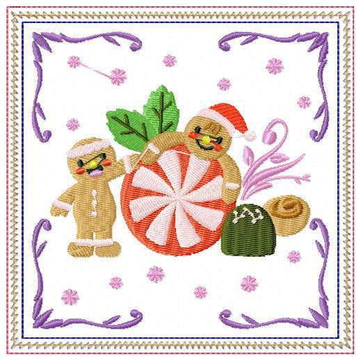 Ginger Bread Mug Rug #04 In The Hoop Machine Embroidery Design