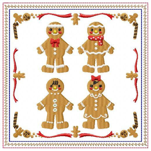 Ginger Bread Mug Rug #06 In The Hoop Machine Embroidery Design