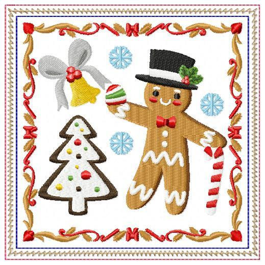 Ginger Bread Mug Rug #07 In The Hoop Machine Embroidery Design