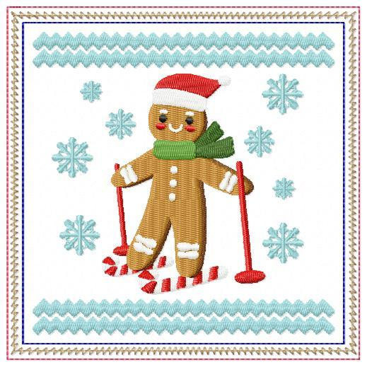 Ginger Bread Mug Rug #09 In The Hoop Machine Embroidery Design