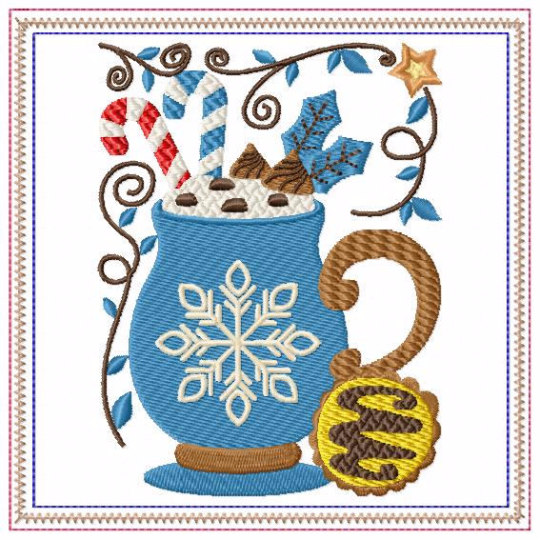 Mug Rug Snowflake Hot Drink #06 In The Hoop Machine Embroidery Design