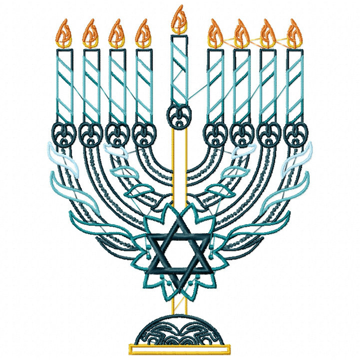 Menora - Blue Chanukah - Hanukkah #01 Machine Embroidery Design