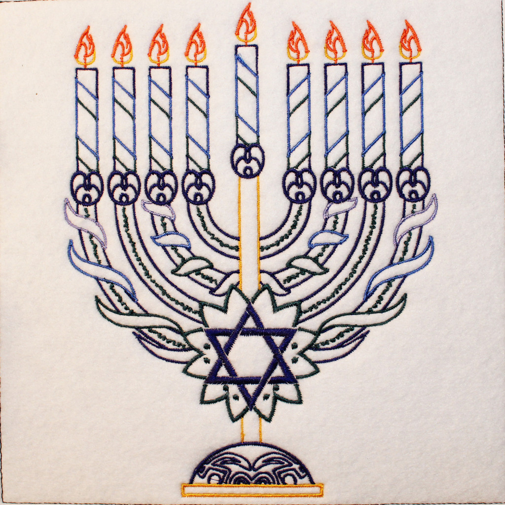 Menora - Blue Chanukah - Hanukkah #01 Machine Embroidery Design
