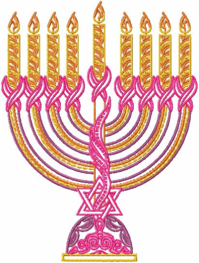 Menora - Pink Chanukah - Hanukkah #02 Machine Embroidery Design