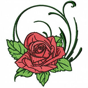 Single Rose - Flower #10 Machine Embroidery Design