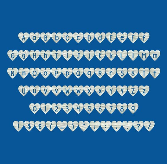 DJB Shape Up Hearts Machine Embroidery Font Now Includes BX Format!