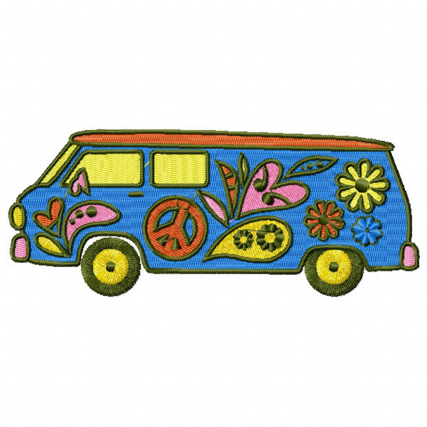 Hippie Van - Psychedelic 60's #09 Machine Embroidery Design
