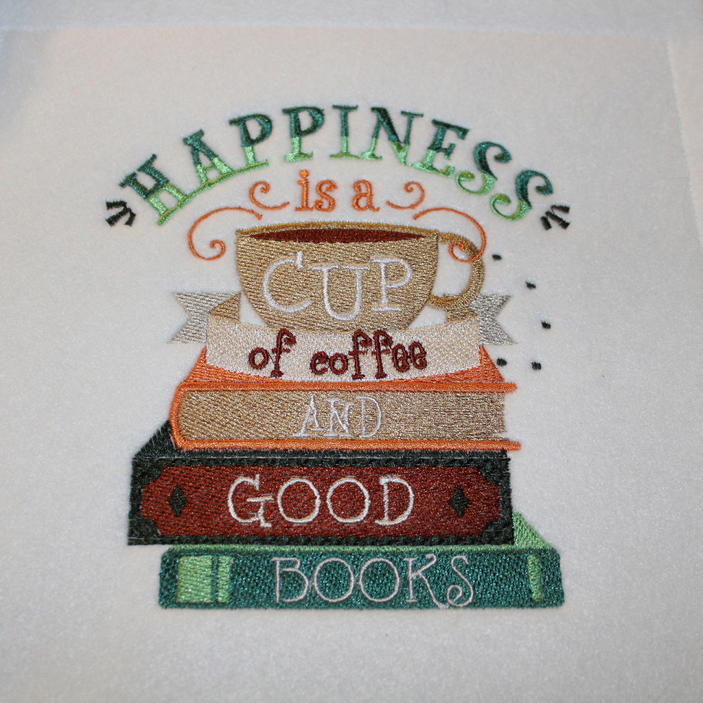 Happiness is a Cup of Coffee and Good Books - Reading Hobby #01 Machine Embroidery Design