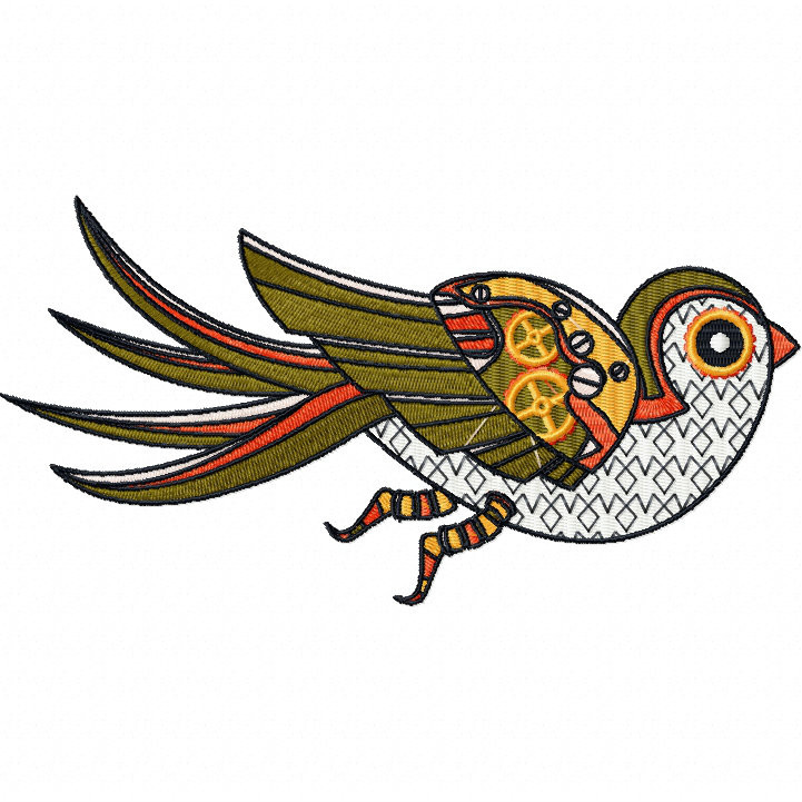 Steampunk Bird - Machine Embroidery Design - Steampunk Collection #18