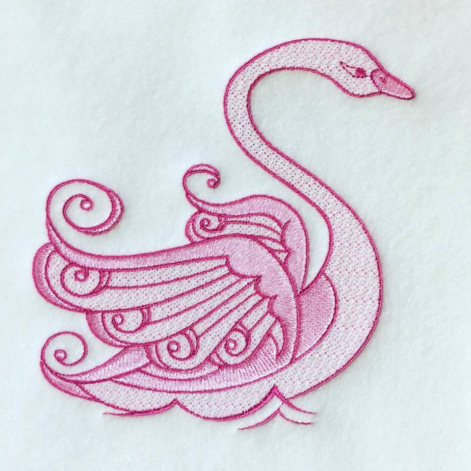 Swan Twin Pack Machine Embroidery Design Stitched