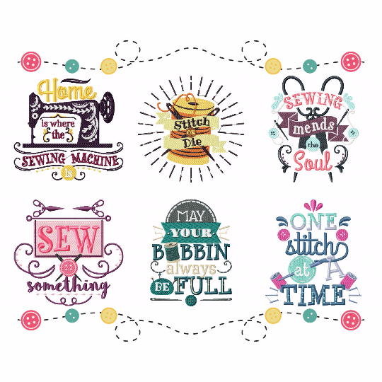 Sewing Hobby Collection of 6 Machine Embroidery Designs