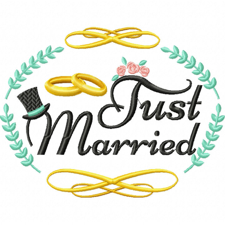 Just Married - Wedding Typography #06 Machine Embroidery Design