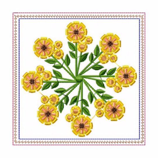 In The Hoop Machine Embroidery Mug Rug - Circle of Flowers Collection #04